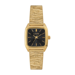 Montre en m�tal pliss� et cadran dor� nova noire - laps