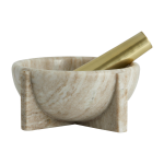 Mortier en marbre beige et pilon m�tal dor� rocoto - nordal