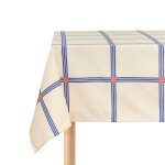 Nappe rectangulaire en popeline de coton bio � carreaux bleu et orange 150 x 250 cm - nobodinoz