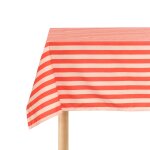 Nappe rectangulaire en popeline de coton bio � rayures rouge 150 x 250 cm - nobodinoz
