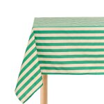Nappe rectangulaire en popeline de coton bio � rayures vert 150 x 250 cm - nobodinoz