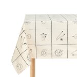 Nappe de table rectangulaire en coton bio � carreaux noir 150 x 250 cm - nobodinoz