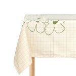 Nappe de table rectangulaire en coton bio � fleurs vert 150 x 250 cm - nobodinoz