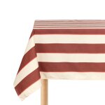 Nappe de table rectangulaire en coton bio � rayures marron et rouge 150 x 250 cm - nobodinoz