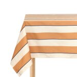 Nappe de table rectangulaire en coton bio � rayures orange et bleu 150 x 250 cm - nobodinoz