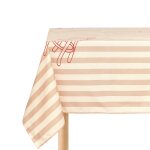 Nappe de table rectangulaire en coton bio � rayures rouge 150 x 250 cm - nobodinoz