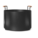 Panier � bois de chauffage en fer noir et cuir marron 42x40x32, 4cm port - ferm living