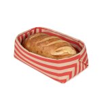 Panier � pain en coton bio � rayures rouge et rose 28 x 16 x 10 cm - nobodinoz