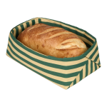 Panier � pain en coton bio � rayures vert et jaune 28 x 16 x 10 cm - nobodinoz
