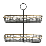 Panier de rangement � 2 niveaux en bambou et m�tal noir 34 cm hana - nordal