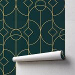 Papier peint 53x300 cm vert diamant ring art deco - eazywallz