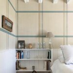 L� de papier peint c�sar rayures bleu et ficelle - mues design
