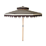Parasol en bois de h�tre et tissu ray� stracciatella - hkliving
