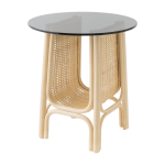Petite table basse en rotin et plateau en verre 50cm corridor - orchid edition