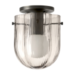 Plafonnier en laiton antique et verre transparent fum� seine - gubi