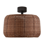 Plafonnier led dimmable triac en aluminium et abat - jour marron rotin 50x43cm fora - bover