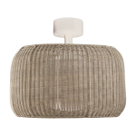 Plafonnier led dimmable triac en aluminium blanc et abat - jour beige clair 50x43cm fora - bover
