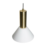 Plafonnier rond en laiton brun et verre blanc contrast 25cm - h�bsch