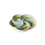 Plateau ap�ritif en gr�s bleu jaune 20cm vaisselle 70s - hkliving