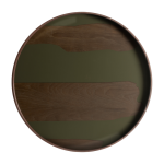 Plateau rond en verre s�rigraphi� vert et marron 61x4cm second nature - ethnicraft accessories