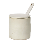 Pot � confiture avec cuill�re en porcelaine blanc cass� flow - ferm living