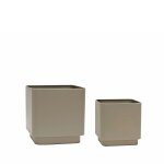 Pots de fleurs carr�s en m�tal taupe - h�bsch