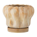 Pot de fleurs hollis avec soucoupe nature stoneware - bloomingville