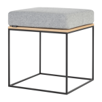 Pouf en ch�ne plaqu� naturel et coussin gris feo - noo. ma