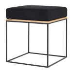 Pouf en ch�ne plaqu� naturel et coussin noir feo - noo. ma