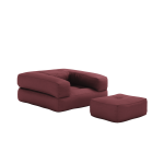 Pouf fauteuil convertible en coton bordeaux 95x90x42cm cube - karup design