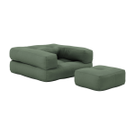 Pouf fauteuil en coton olive green 60x68x24cm mini cube - karup design