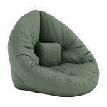 Pouf fauteuil en coton olive green 75x80x60cm mini nido - karup design