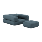 Pouf fauteuil en coton petrol blue 60x68x24cm mini cube - karup design
