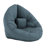 Pouf fauteuil en coton petrol blue 75x80x60cm mini nido - karup design