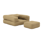 Pouf fauteuil en coton wheat beige 60x68x24cm mini cube - karup design