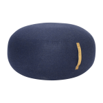 Pouf galet en laine bleu avec poign�e en cuir - h�bsch