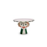 Pr�sentoir � g�teaux rond en gr�s vert 20, 5x13cm tarte de bobonne