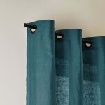 Rideau � oeillets noirs carlina bleu vert et bourdon noir - madura