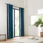 Rideau � oeillets noirs vasco bleu canard - madura