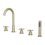 Robinet m�langeur bain - douche 5 trous sur plage en laiton dor� bross� corbeau - kroos