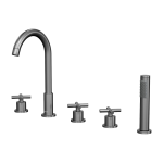Robinet m�langeur bain - douche 5 trous sur plage en laiton gun m�tal corbeau - kroos