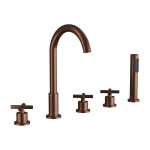 Robinet m�langeur bain - douche 5 trous sur plage en laiton or rose bross� corbeau - kroos