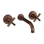 Robinet m�langeur lavabo mural en laiton or rose bross� corbeau - kroos