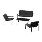 Salon de jardin 4 �l�ments en acier noir et assise graphite - metallbude