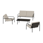 Salon de jardin 4 �l�ments en acier noir et assise sable - metallbude
