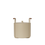 Seau � petit bois et cendres en acier beige et cuir marron 24 x 22 x 25, 3 cm port - ferm living