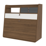 Secr�taire mural en ch�ne teint� gris ardoise et gris clair 80 x 32 x 72 cm gaston - hart�
