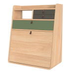 Secr�taire mural en ch�ne vert cendr� et sauge 60 x 32 x 72 cm gaston - hart�