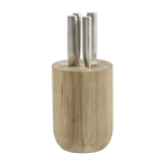 Set de couteaux en acier gris avec bloc en bois marron 16x16x35cm base - serax
