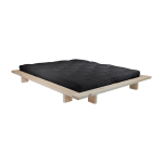Sommier en bois brut et matelas double latex noir 140x200 japan - karup design